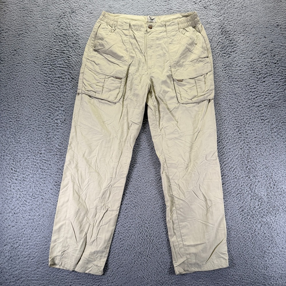 L.L. Bean Supplex Pant Men's M Beige Nylon Windbreaker Cargo Straight Gorpcore